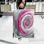 1-Piece Abstract Swirl Pink Gray Artistic Spiral  Suitcase Luggage Cover, Stretch Protective Sleeve