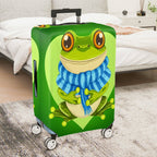 1-Piece Frog Heart Green Cute Fun Animal  Suitcase Luggage Cover, Stretch Protective Sleeve
