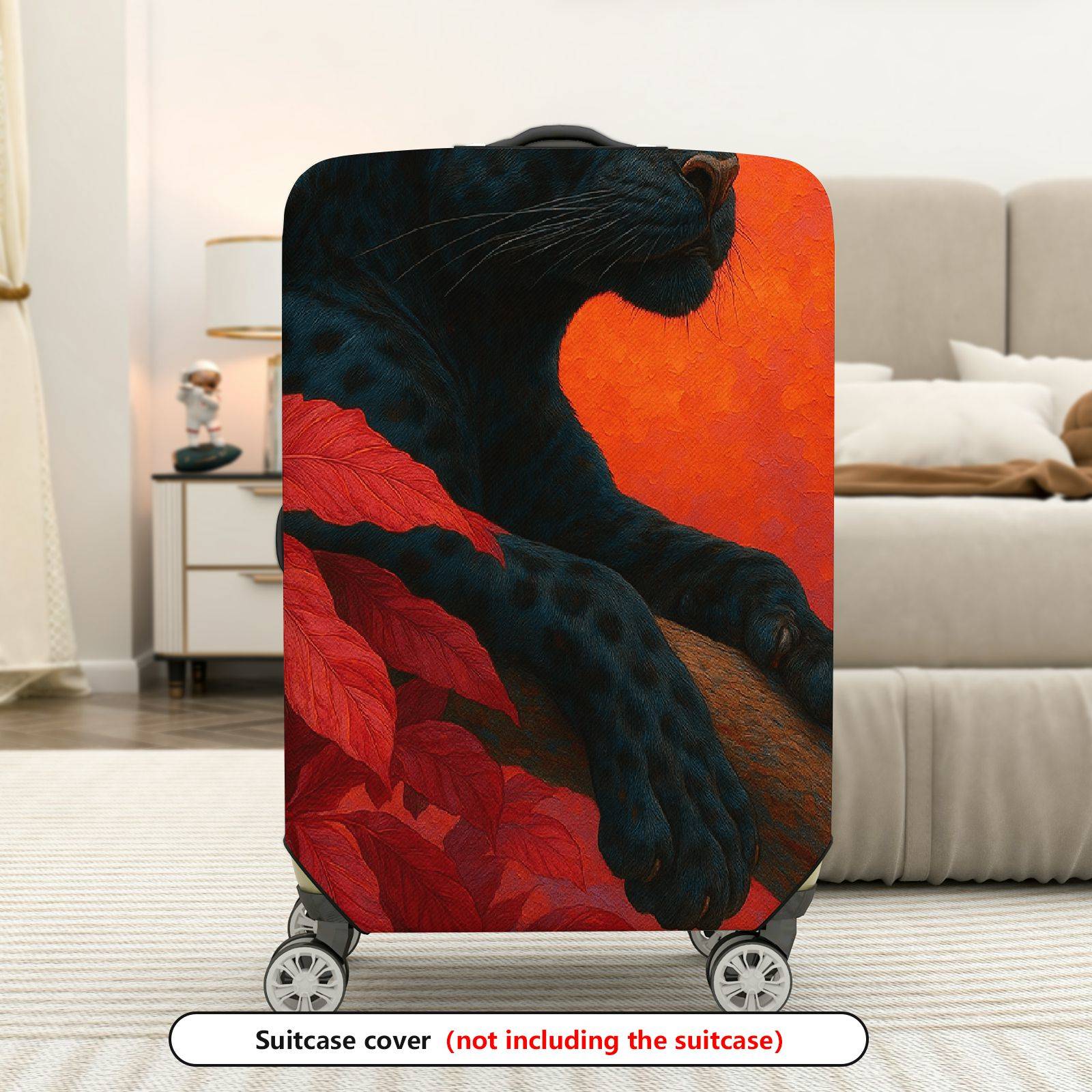 1-Piece Black Panther Jungle Wildlife Artistic Majestic  Suitcase Luggage Cover, Stretch Protective Sleeve
