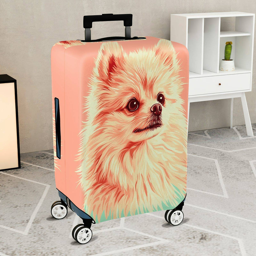 1-Piece Cute Fluffy Pomeranian Pet Dog Animal  Suitcase Luggage Cover, Stretch Protective Sleeve