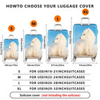 1-Piece Arctic Fox Winter Blue White Nature Animal  Suitcase Luggage Cover, Stretch Protective Sleeve