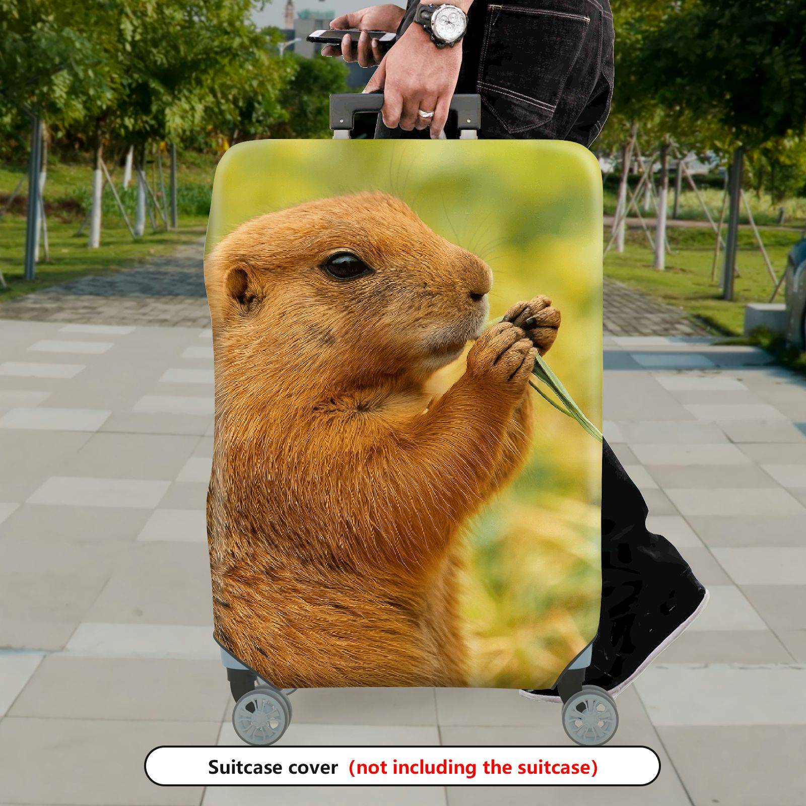 1-Piece Brown Animal Nature Wildlife Cute Prairie Dog  Suitcase Luggage Cover, Stretch Protective Sleeve