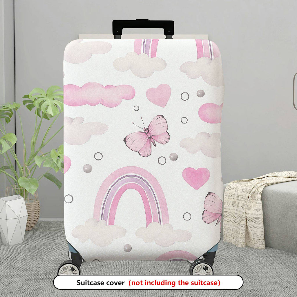 1-Piece Pink Clouds Hearts Butterflies Rainbow Cute  Suitcase Luggage Cover, Stretch Protective Sleeve