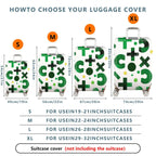 1-Piece Green Geometric Abstract Modern Artistic Trendy  Suitcase Luggage Cover, Stretch Protective Sleeve