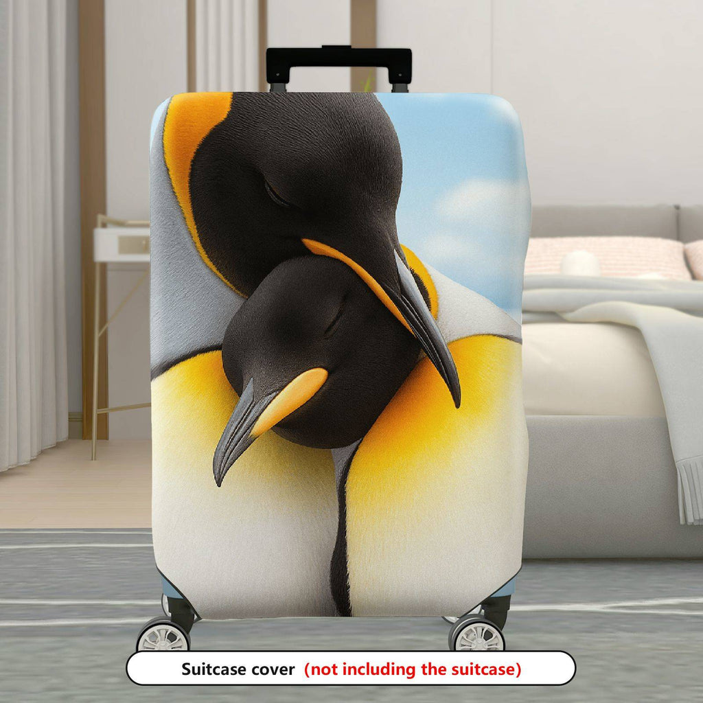 1-Piece Penguin Nature Animal Hugging Love Cute  Suitcase Luggage Cover, Stretch Protective Sleeve
