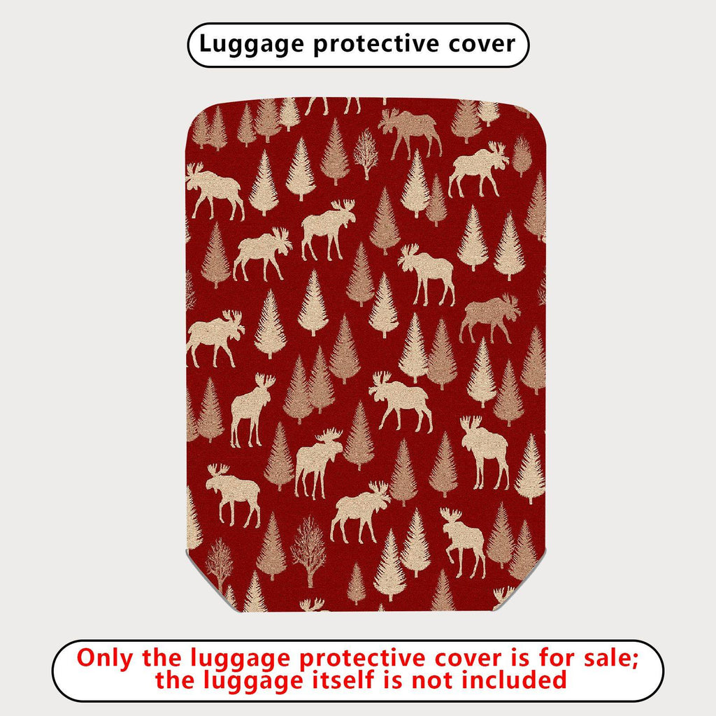 1-Piece Elk Tree Forest Red Holiday Festive  Suitcase Luggage Cover, Stretch Protective Sleeve