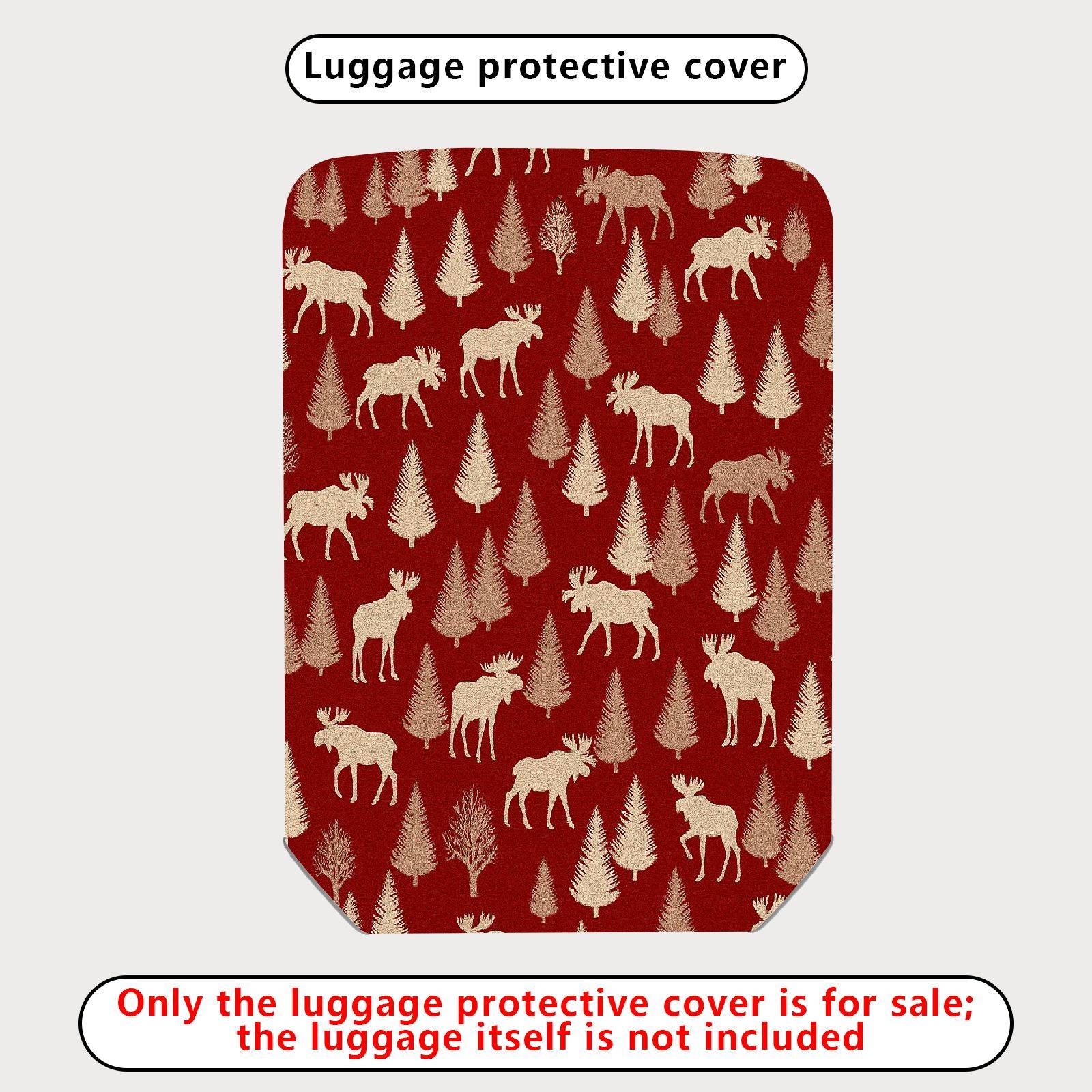 1-Piece Elk Tree Forest Red Holiday Festive  Suitcase Luggage Cover, Stretch Protective Sleeve