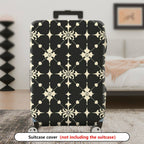 1-Piece Elegant Floral Pattern Black Beige Geometric Art Style  Suitcase Luggage Cover, Stretch Protective Sleeve