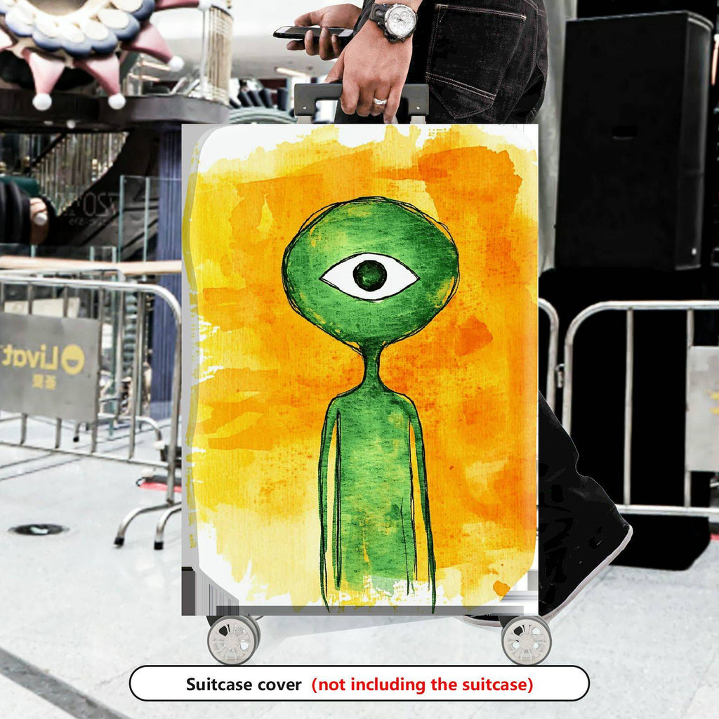 1-Piece Abstract Alien Art Unique Colorful Eye Catching Creative Luggage  Suitcase Luggage Cover, Stretch Protective Sleeve