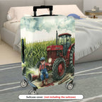 1-Piece Rustic Farm Tractor Countryside Landscape Harvest  Suitcase Luggage Cover, Stretch Protective Sleeve