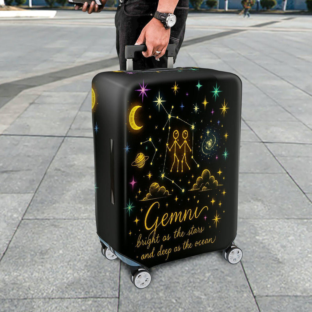 1-Piece Zodiac Constellation Starry Night Cosmic Celestial Gemini  Suitcase Luggage Cover, Stretch Protective Sleeve