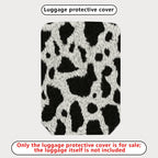 1-Piece Animal Print Black White Furry Cow Abstract  Suitcase Luggage Cover, Stretch Protective Sleeve