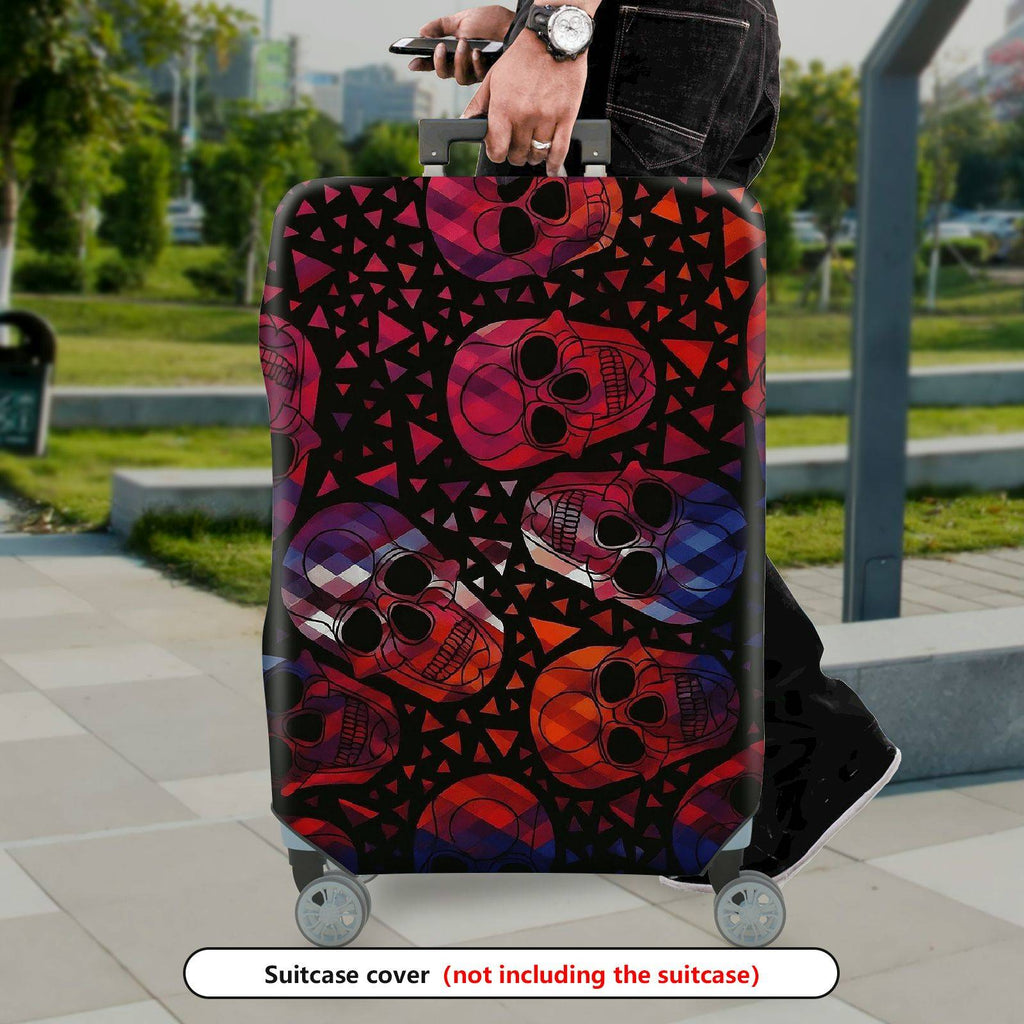1-Piece Skull Pattern Abstract Geometric Colorful Halloween  Suitcase Luggage Cover, Stretch Protective Sleeve