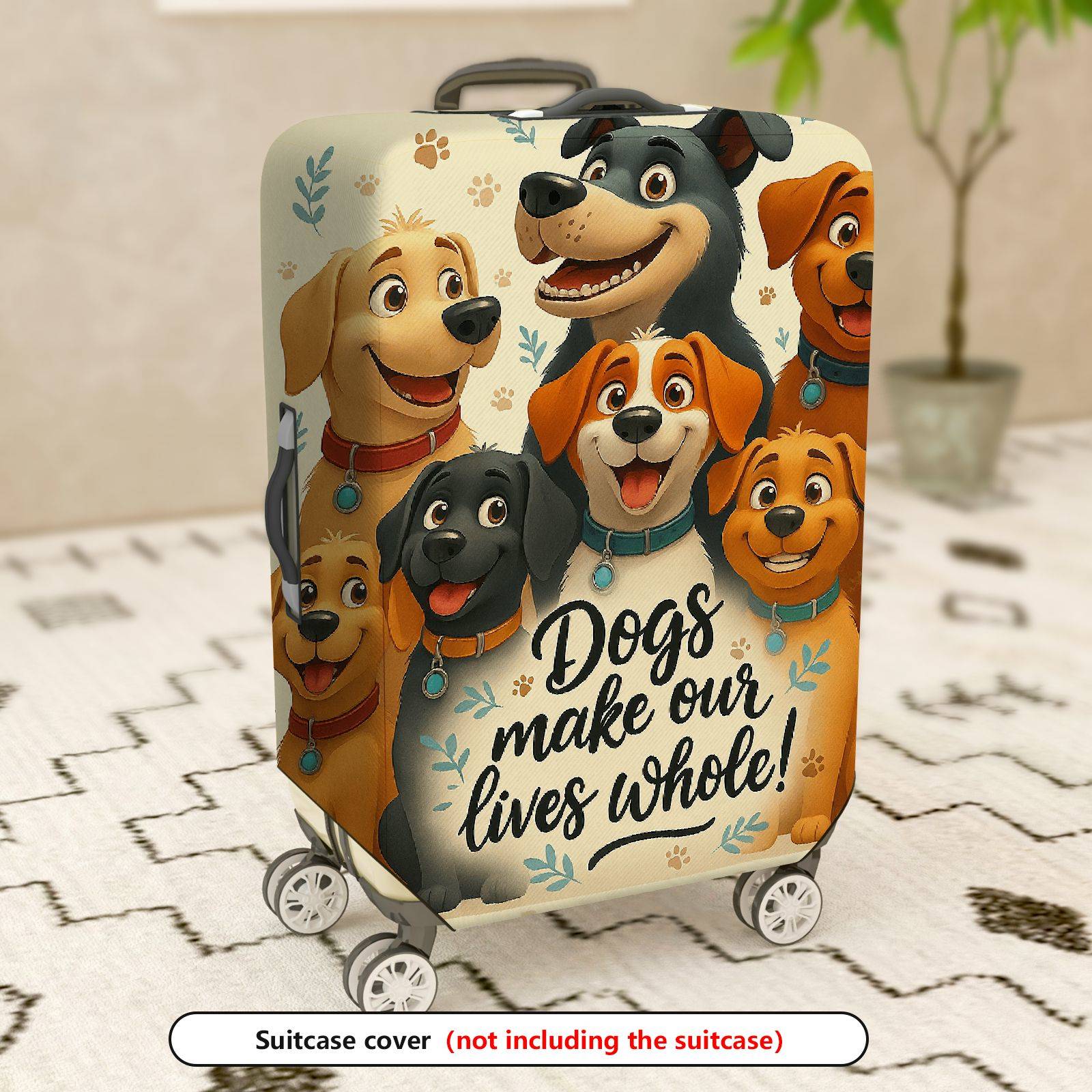1-Piece Animal Quote Dog Paw Travel Colorful  Suitcase Luggage Cover, Stretch Protective Sleeve