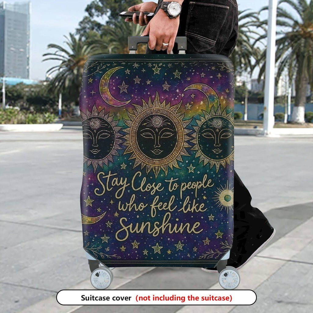 1-Piece Sun Moon Stars Galaxy Cosmic Inspirational  Suitcase Luggage Cover, Stretch Protective Sleeve