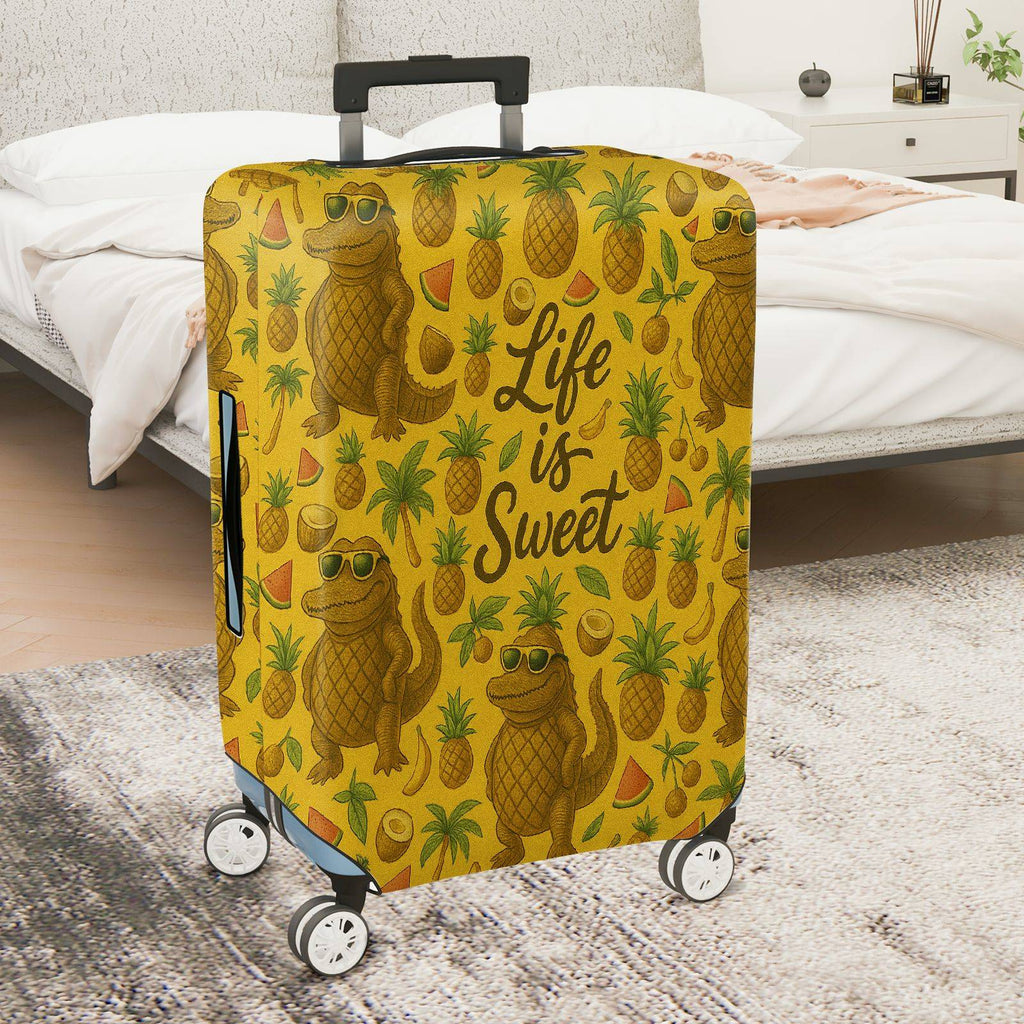 1-Piece Alligator Pineapple Tropical Fun Quote Sunglasses  Suitcase Luggage Cover, Stretch Protective Sleeve
