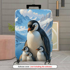 1-Piece Penguin Family Winter Mountain Snow Cute  Suitcase Luggage Cover, Stretch Protective Sleeve