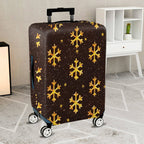 1-Piece Gold Snowflake Pattern Dark Brown Glitter Festive Holiday  Suitcase Luggage Cover, Stretch Protective Sleeve
