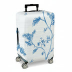 1-Piece White Blue Floral Branch Art Design  Suitcase Luggage Cover, Stretch Protective Sleeve