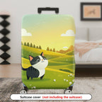 1-Piece Cute Cat Green Landscape  Animal  Suitcase Luggage Cover, Stretch Protective Sleeve