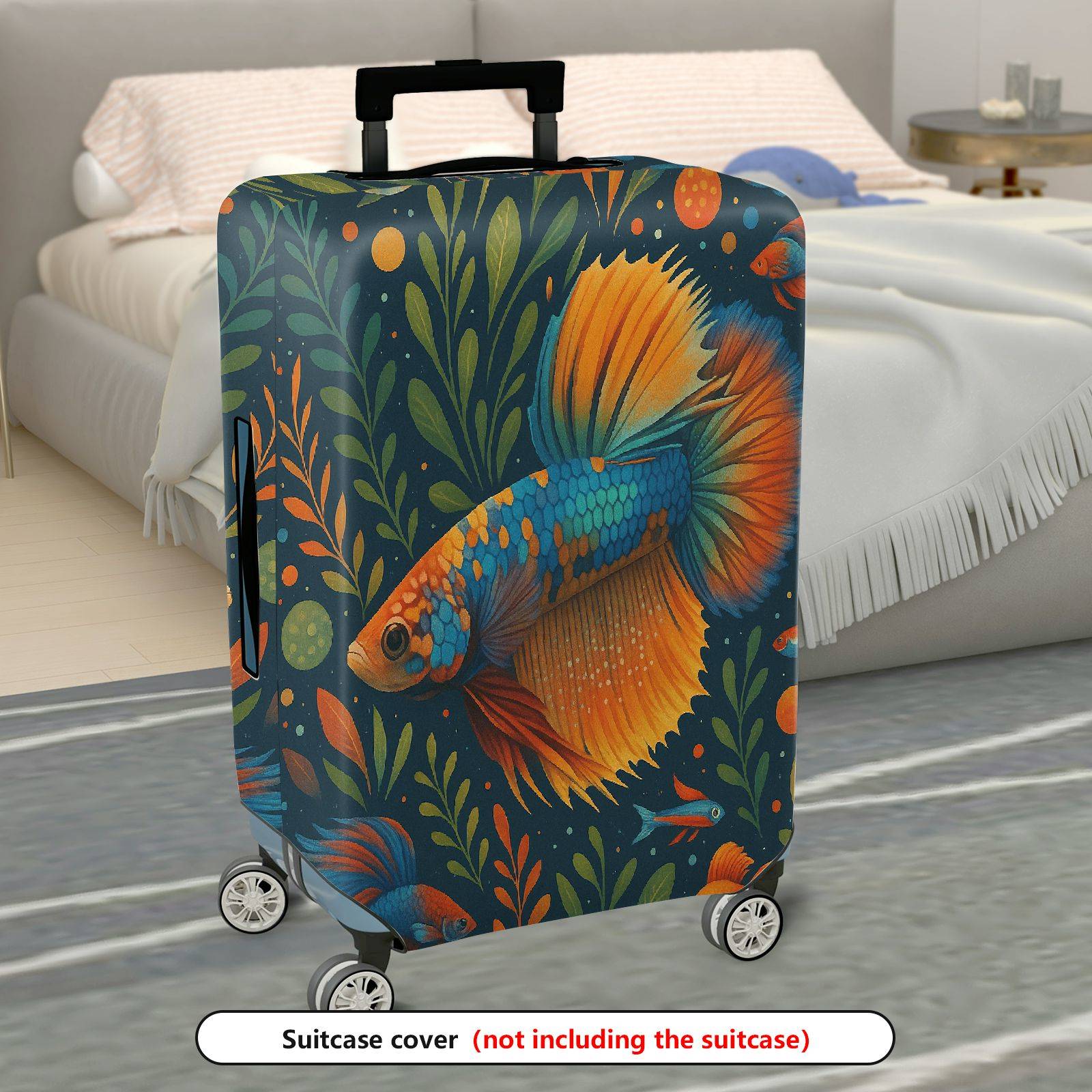 1-Piece Artistic Colorful Fish Nature Abstract Betta Design  Suitcase Luggage Cover, Stretch Protective Sleeve