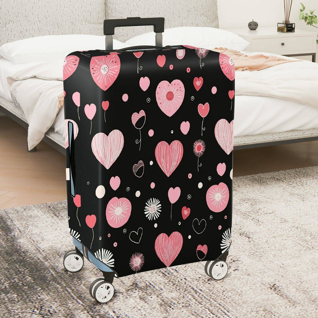 1-Piece Heart Flower Love Valentine Romantic Cute  Suitcase Luggage Cover, Stretch Protective Sleeve