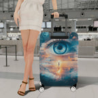 1-Piece Surreal Eye Landscape Reflection Clouds Blue  Suitcase Luggage Cover, Stretch Protective Sleeve