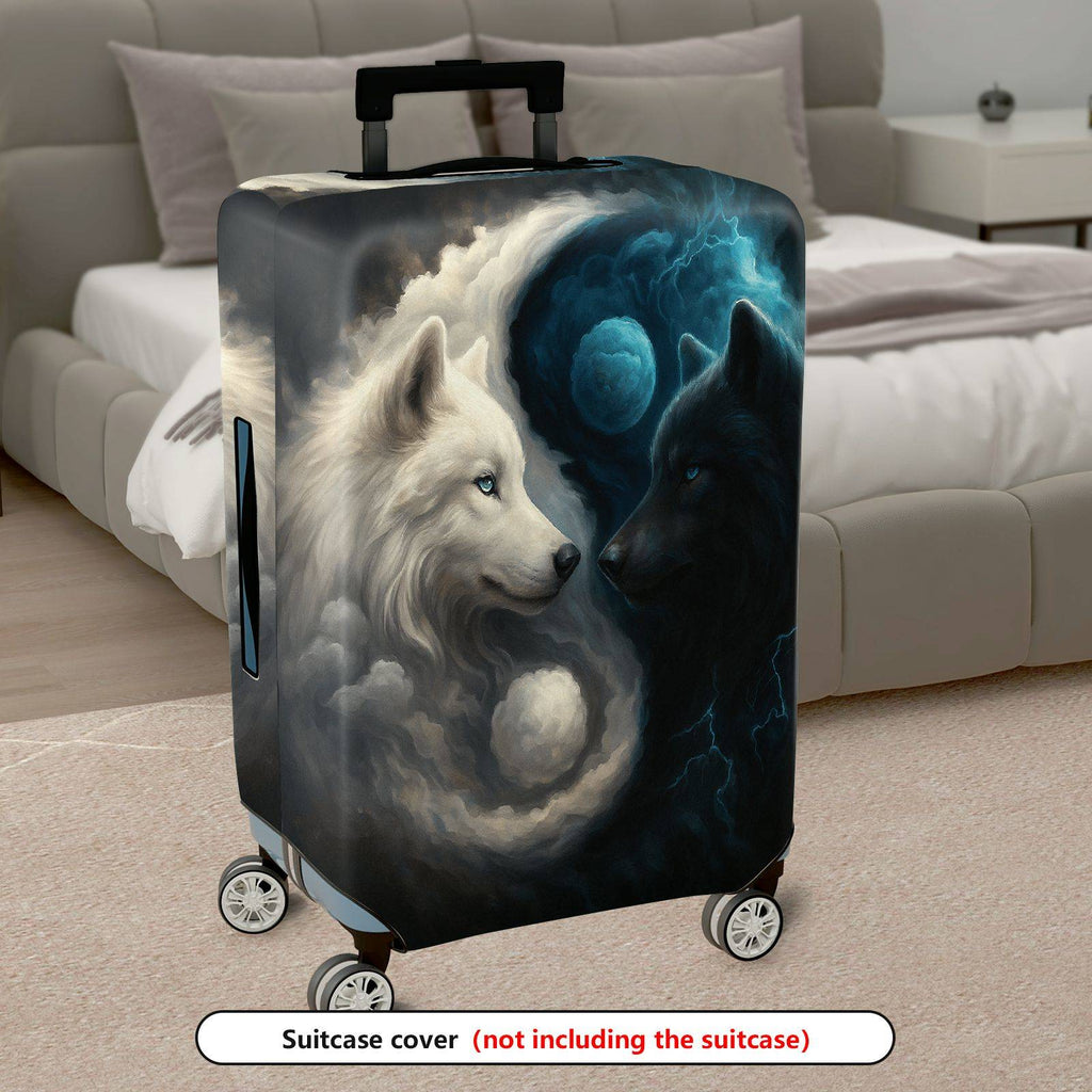1-Piece Wolf Moon Nature Cosmic Night Mystical  Suitcase Luggage Cover, Stretch Protective Sleeve