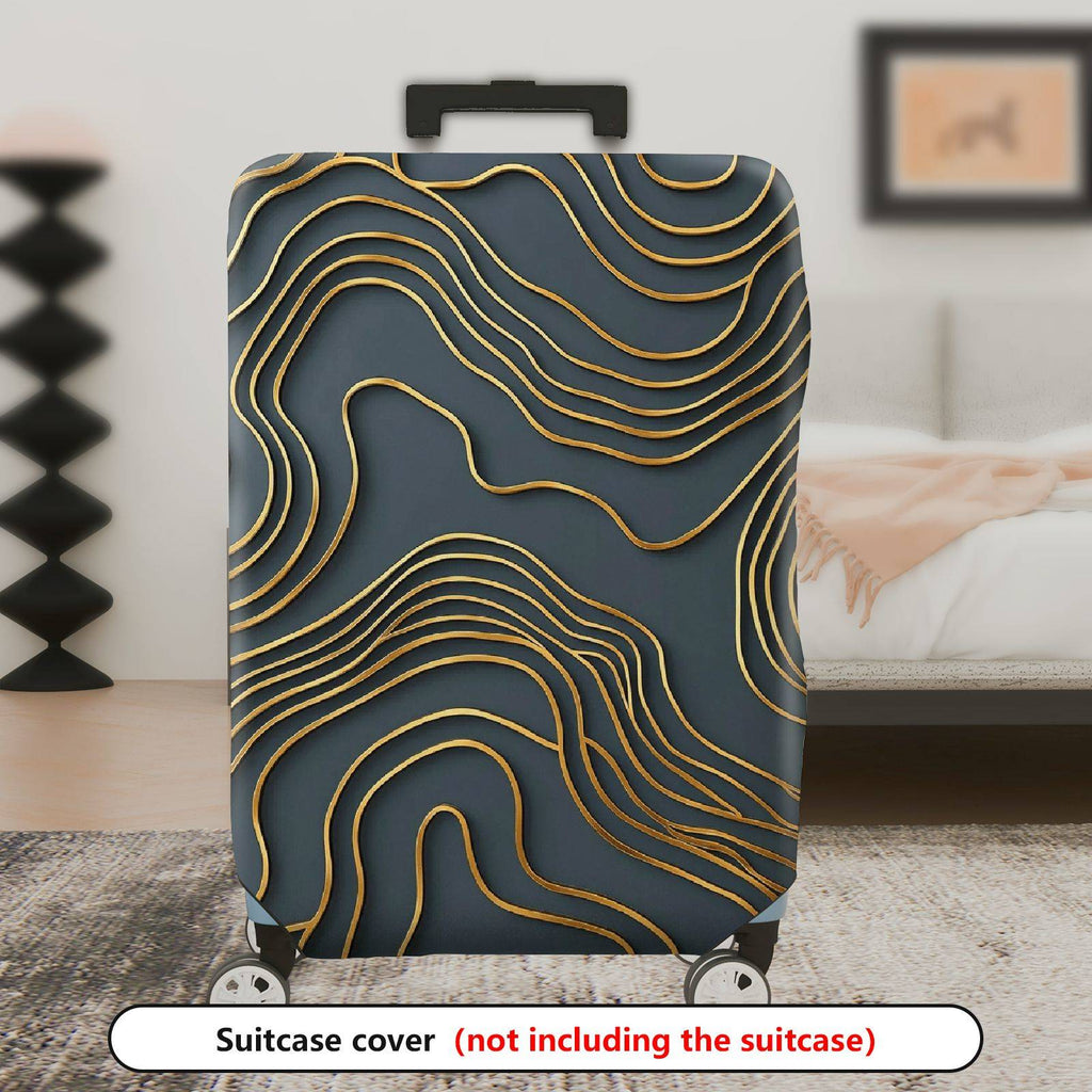 1-Piece Abstract Gold Line Geometric Modern Art  Suitcase Luggage Cover, Stretch Protective Sleeve