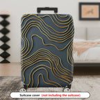 1-Piece Abstract Gold Line Geometric Modern Art  Suitcase Luggage Cover, Stretch Protective Sleeve