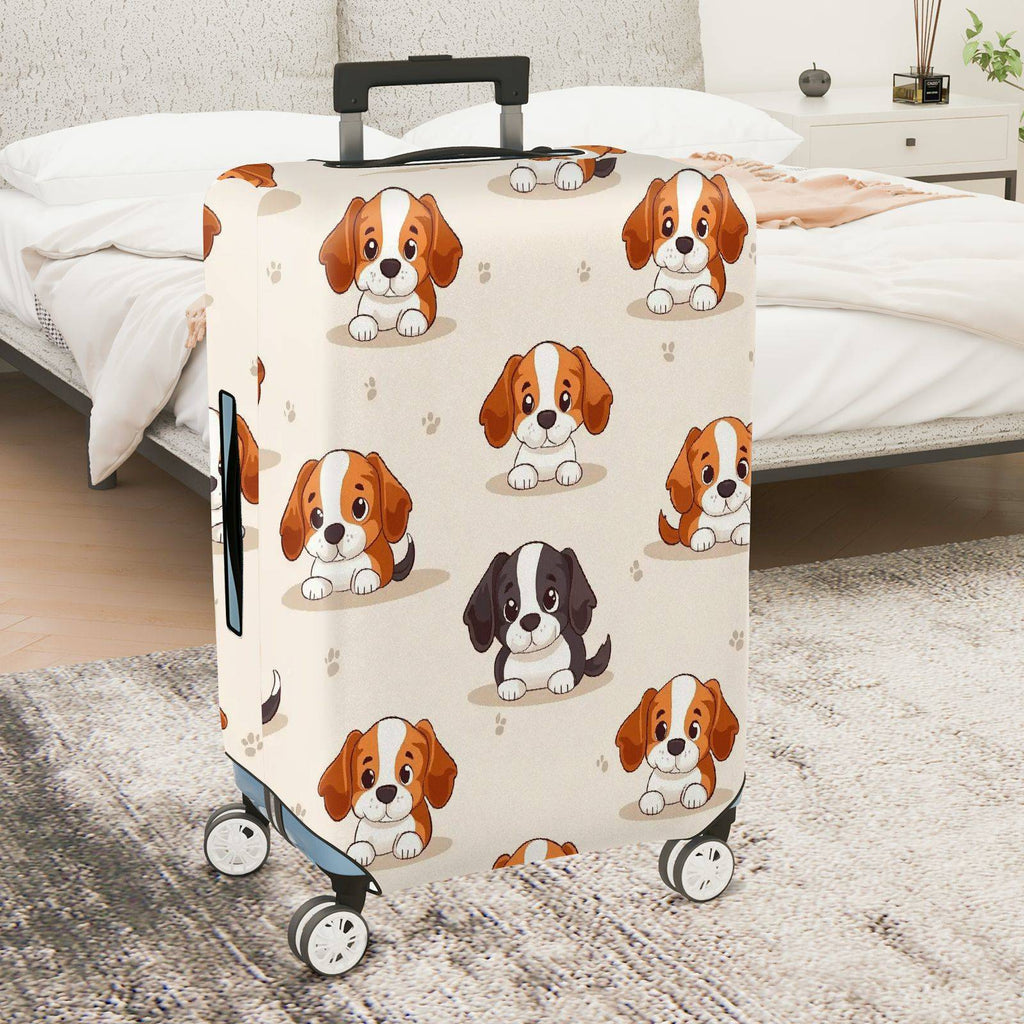 1-Piece Cute Puppy Dog Paw  Animal Beige  Suitcase Luggage Cover, Stretch Protective Sleeve
