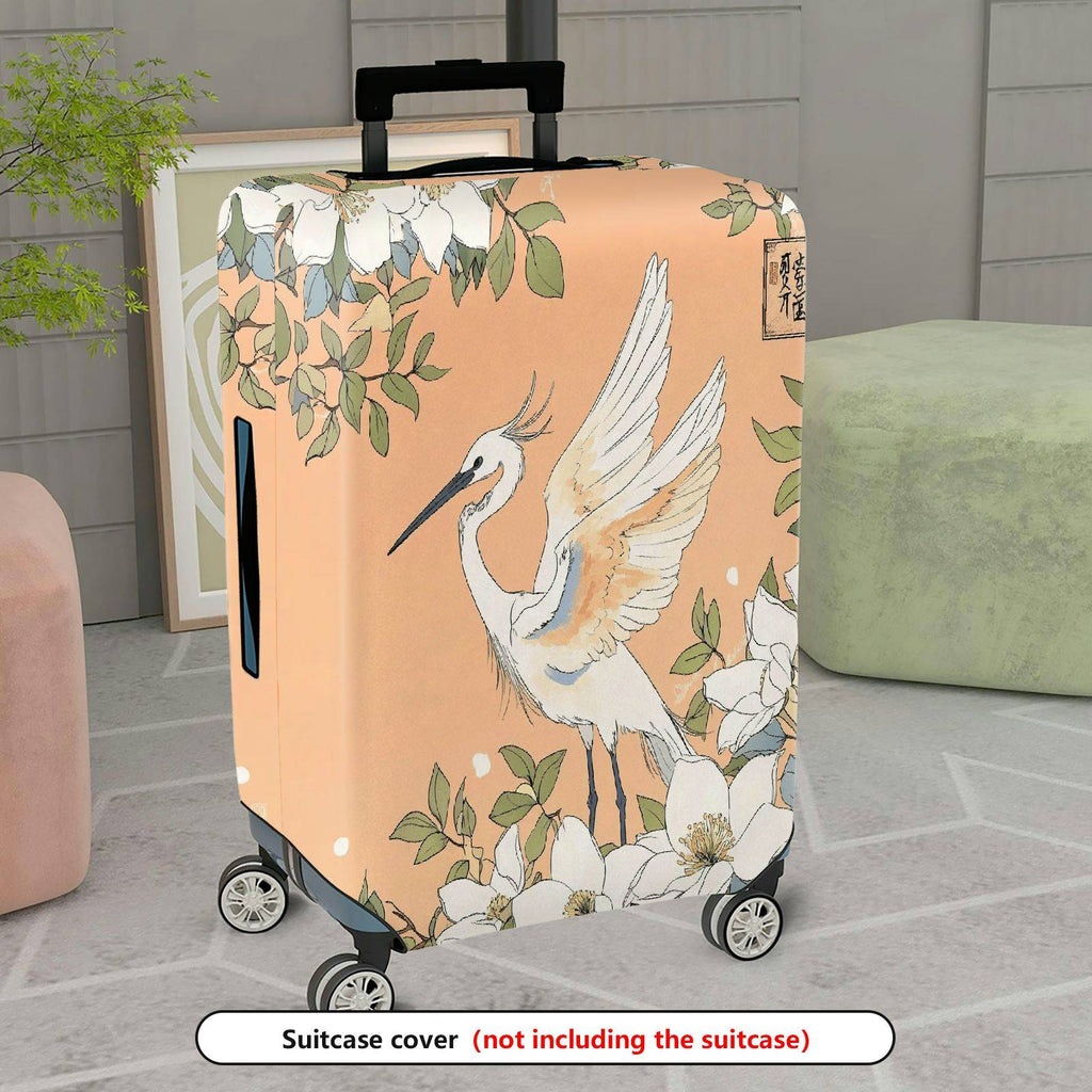 1-Piece Elegant Bird Floral Art  Suitcase Luggage Cover, Stretch Protective Sleeve