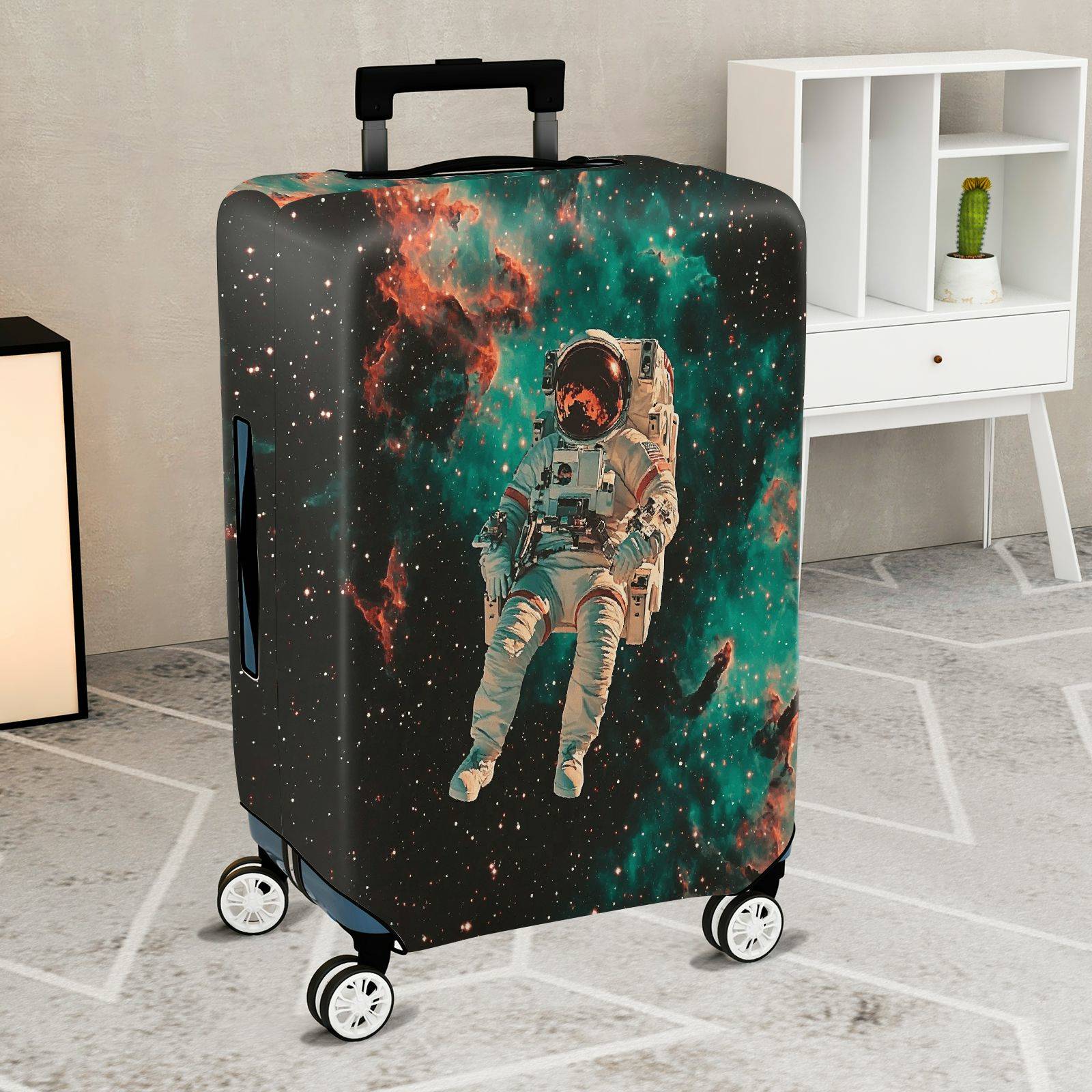 1-Piece Astronaut Galaxy Universe Outer Space Adventure  Suitcase Luggage Cover, Stretch Protective Sleeve