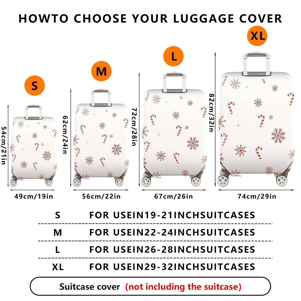 1-Piece Christmas Snowflakes Candy Cane Festive Travel Holiday  Suitcase Luggage Cover, Stretch Protective Sleeve