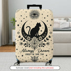 1-Piece Mystical Vintage Floral Black Cat Eye Star  Suitcase Luggage Cover, Stretch Protective Sleeve