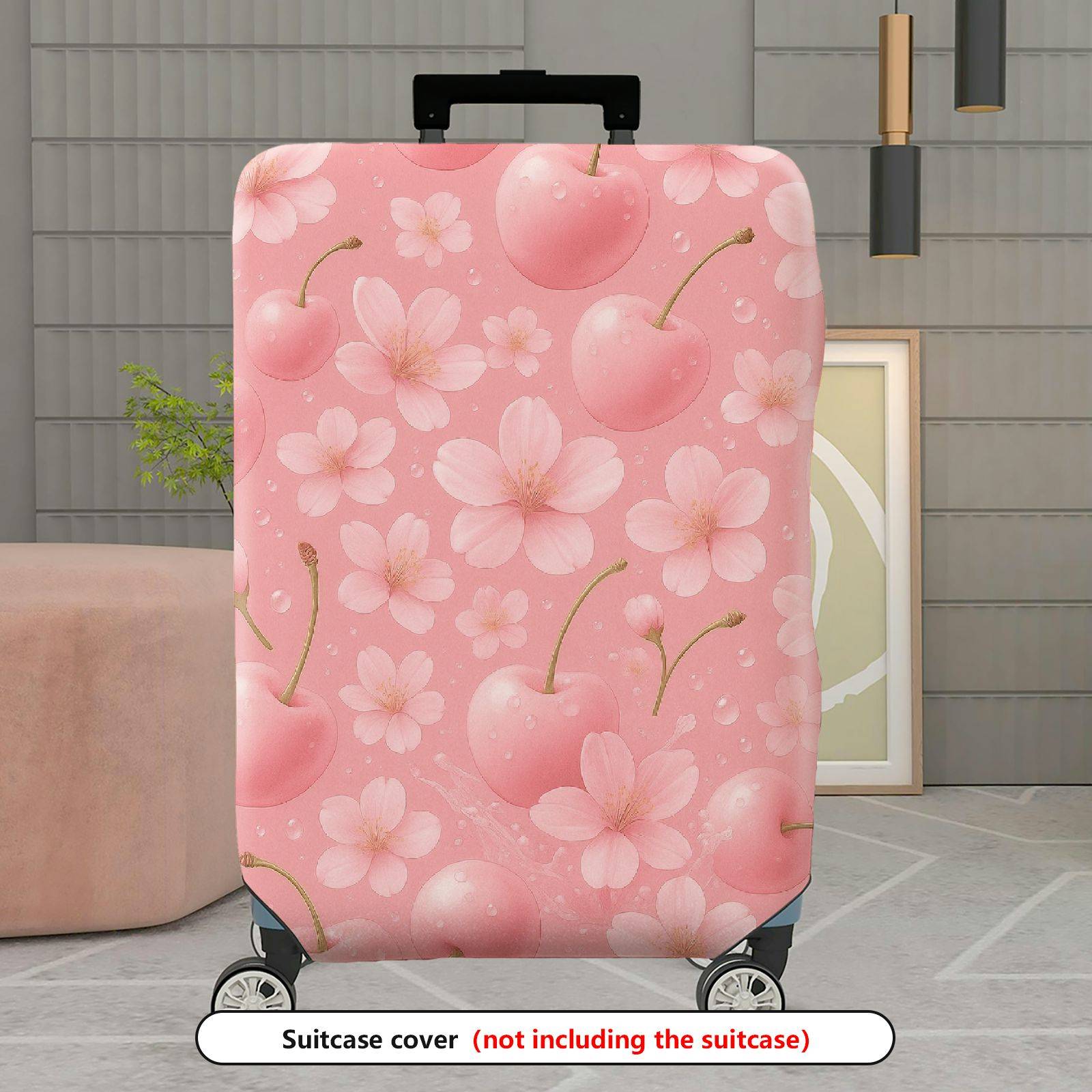 1-Piece Cherry Blossom Pink Flower Fruit Cute Sweet  Suitcase Luggage Cover, Stretch Protective Sleeve