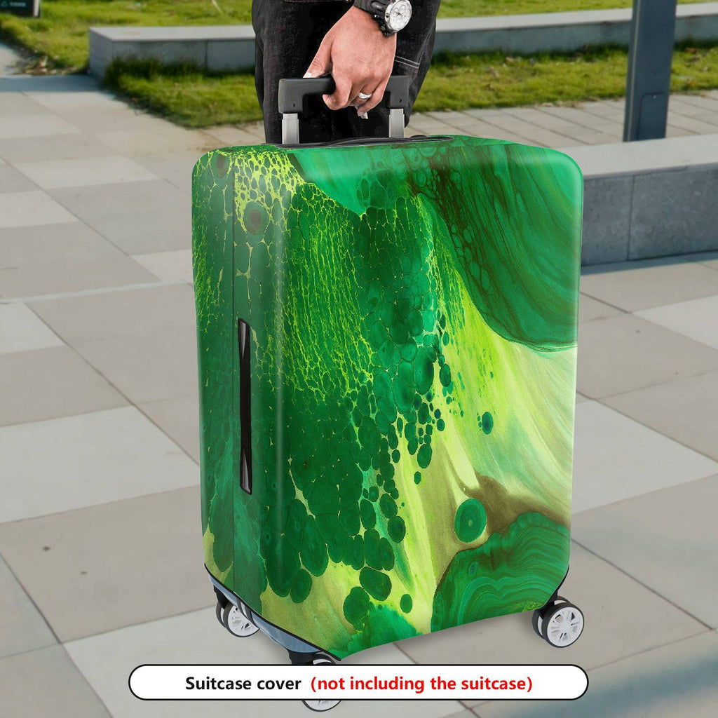 1-Piece Abstract Green Artistic Fluid Pattern Colorful  Suitcase Luggage Cover, Stretch Protective Sleeve