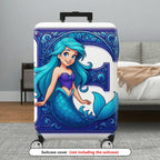 1-Piece Mermaid Fantasy Artistic Decorative Blue  Suitcase Luggage Cover, Stretch Protective Sleeve