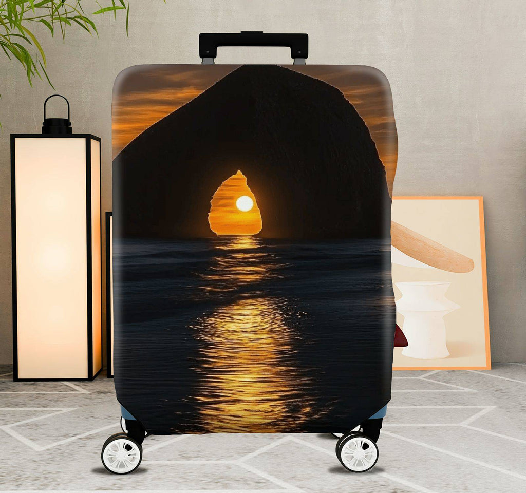 1-Piece Sunset Ocean Arch Nature Landscape Scenic Evening  Suitcase Luggage Cover, Stretch Protective Sleeve