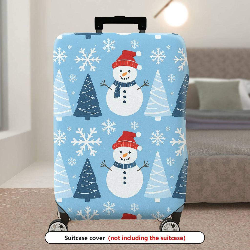 1-Piece Snowman Snowflake Christmas Tree Winter Holiday  Suitcase Luggage Cover, Stretch Protective Sleeve