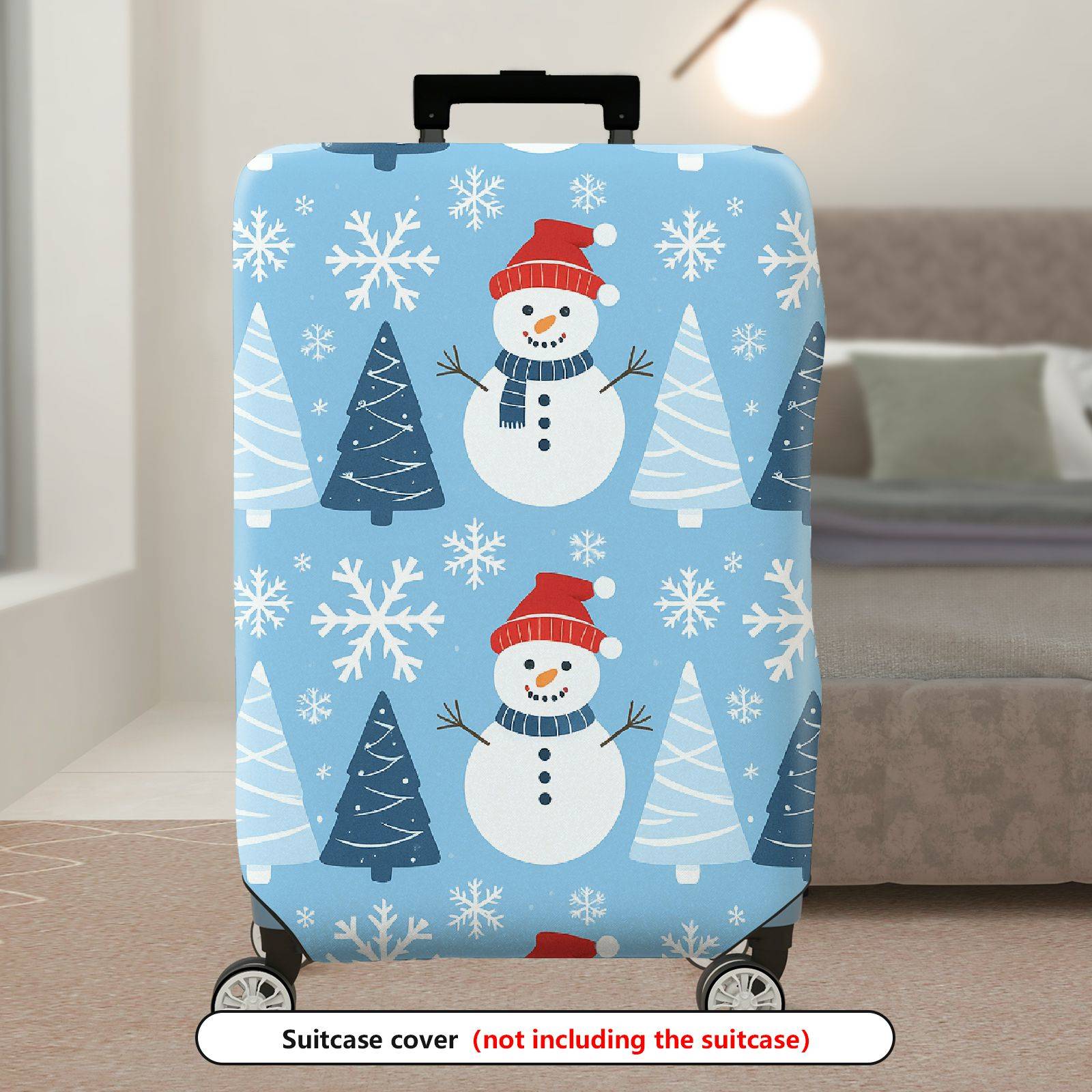 1-Piece Snowman Snowflake Christmas Tree Winter Holiday  Suitcase Luggage Cover, Stretch Protective Sleeve