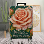 1-Piece Elegant Romantic Floral Glitter Typography  Suitcase Luggage Cover, Stretch Protective Sleeve