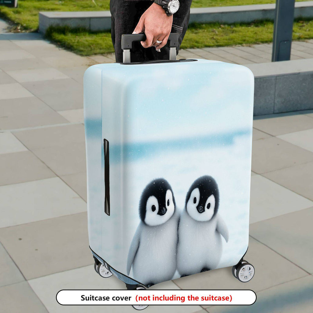 1-Piece Cute Adorable Winter Penguin Snow Friends  Suitcase Luggage Cover, Stretch Protective Sleeve