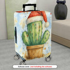 1-Piece Christmas  Green Cactus Festive Decorative Holiday  Suitcase Luggage Cover, Stretch Protective Sleeve