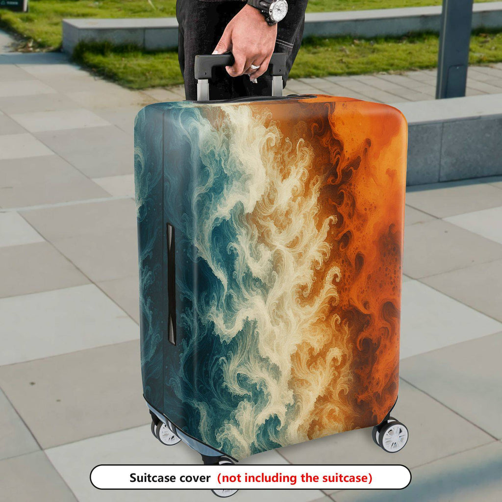 1-Piece Abstract Ocean Fire Energy Flow Art  Suitcase Luggage Cover, Stretch Protective Sleeve