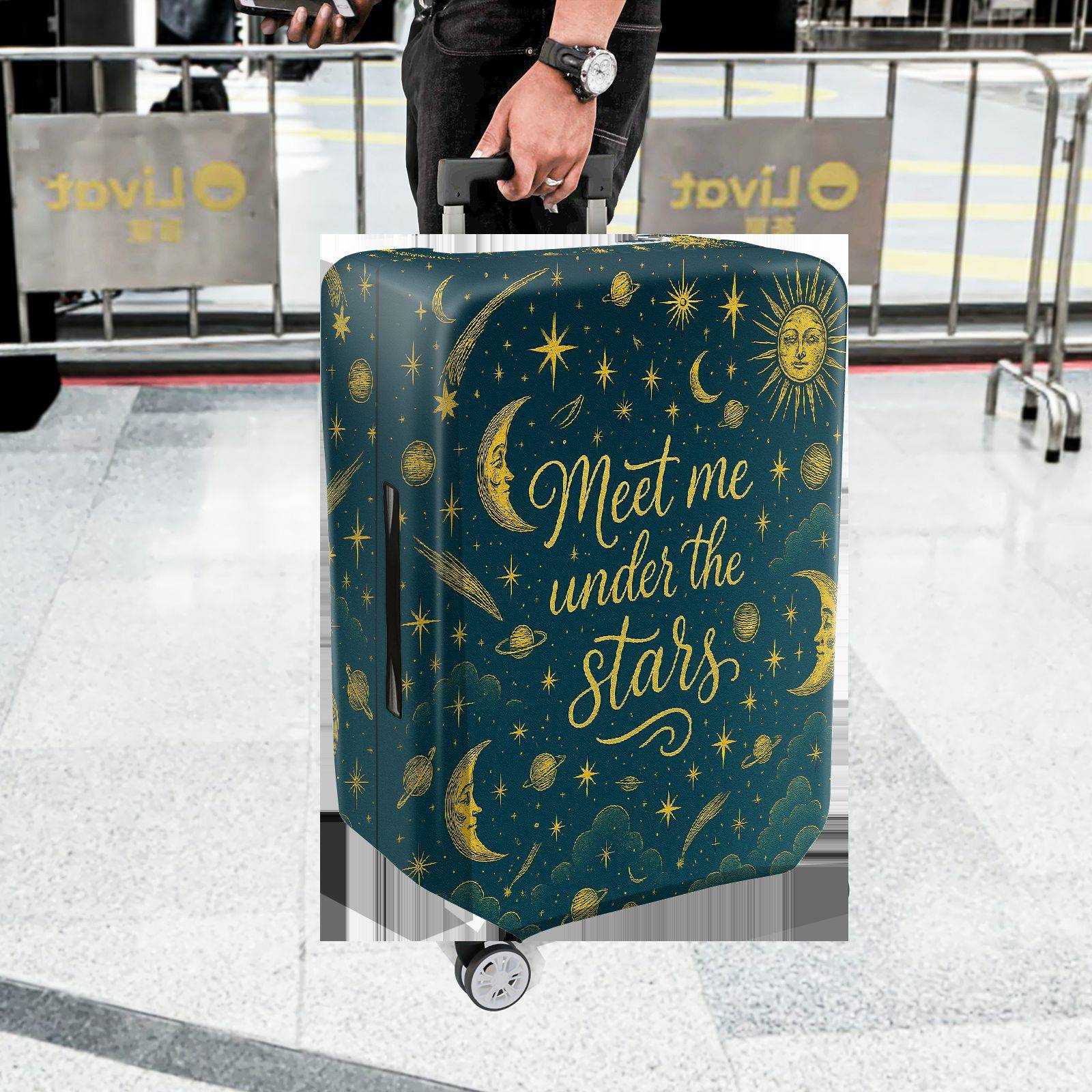 1-Piece Starry Sky Moon Galaxy Celestial Planet Cosmic  Suitcase Luggage Cover, Stretch Protective Sleeve