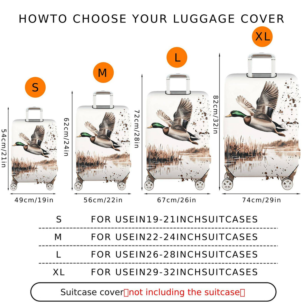 1-Piece Wild Duck Flying Nature Countryside Artistic  Suitcase Luggage Cover, Stretch Protective Sleeve