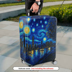 1-Piece Starry Night City Skyline Abstract Artistic Landscape  Suitcase Luggage Cover, Stretch Protective Sleeve