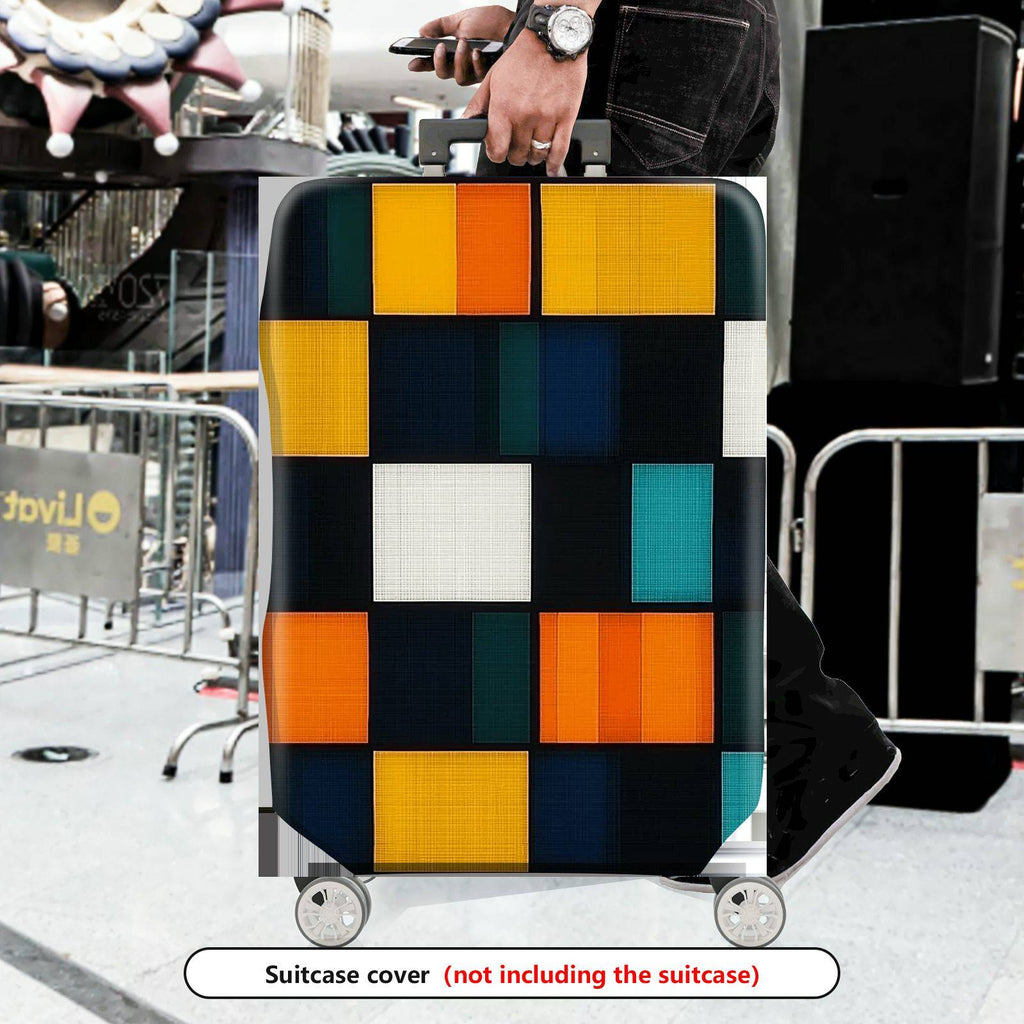 1-Piece Geometric Colorful Abstract Modern Artistic Vibrant  Suitcase Luggage Cover, Stretch Protective Sleeve