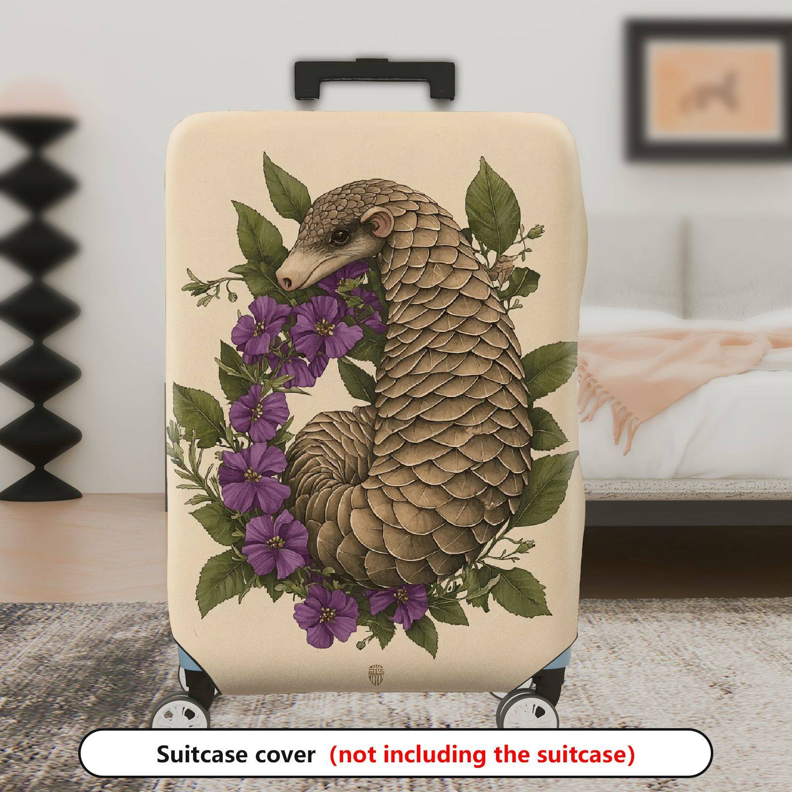 1-Piece Animal Floral Nature Artistic Vintage Pangolin  Suitcase Luggage Cover, Stretch Protective Sleeve